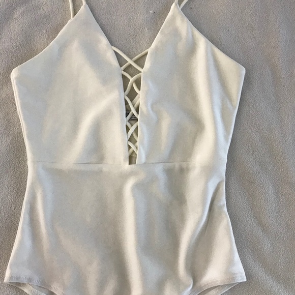 Fashion Nova Tops - White - Cross Front Bodysuit